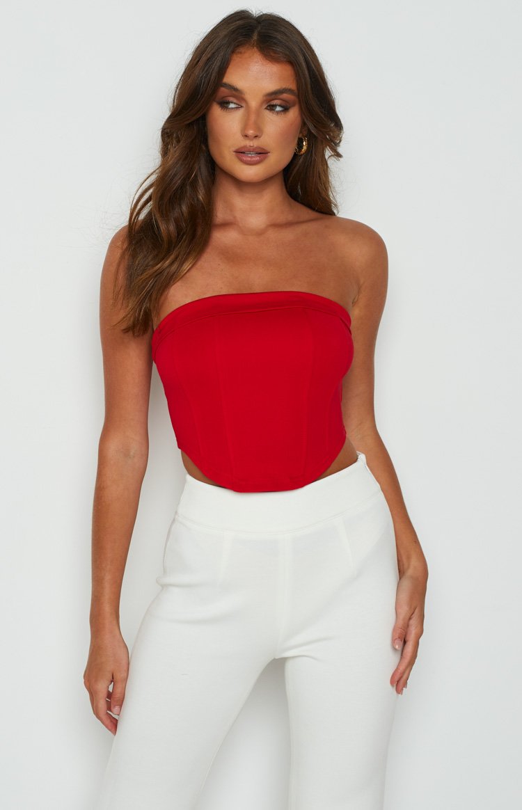 Bobbi Red Strapless Corset Top