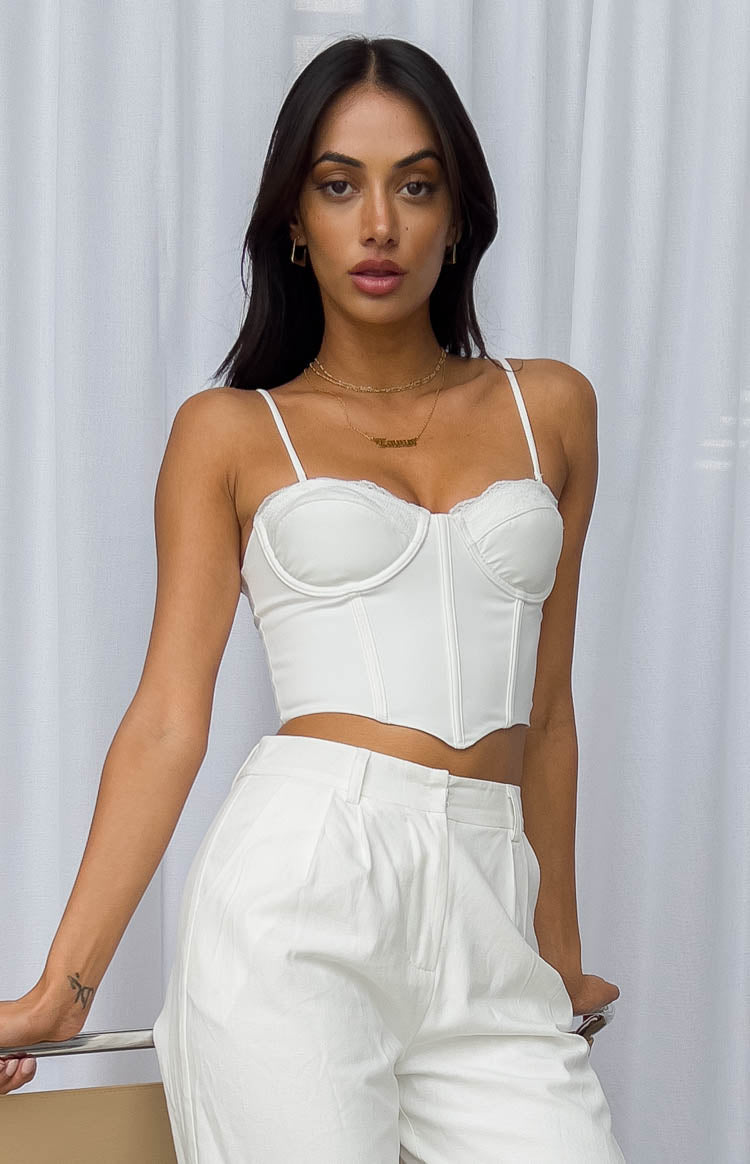 Lacie White Trim Corset Top