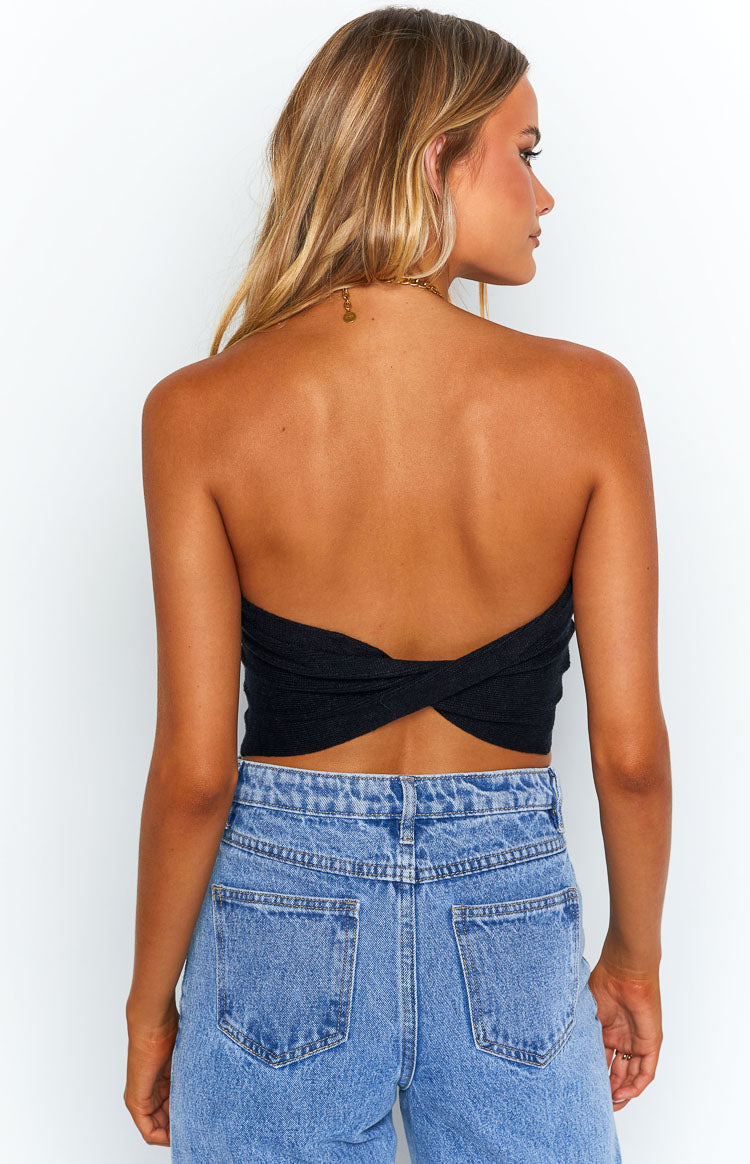 Jessica Black Twist Front Bandeau Top