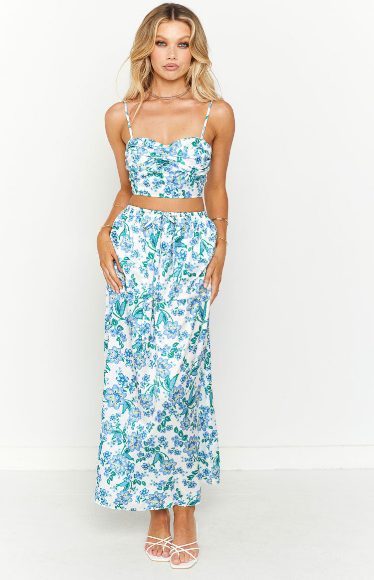 Cartia Floral Satin Twist Bodice Top