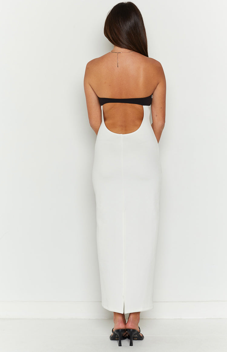 Cierra Strapless White Midi Dress
