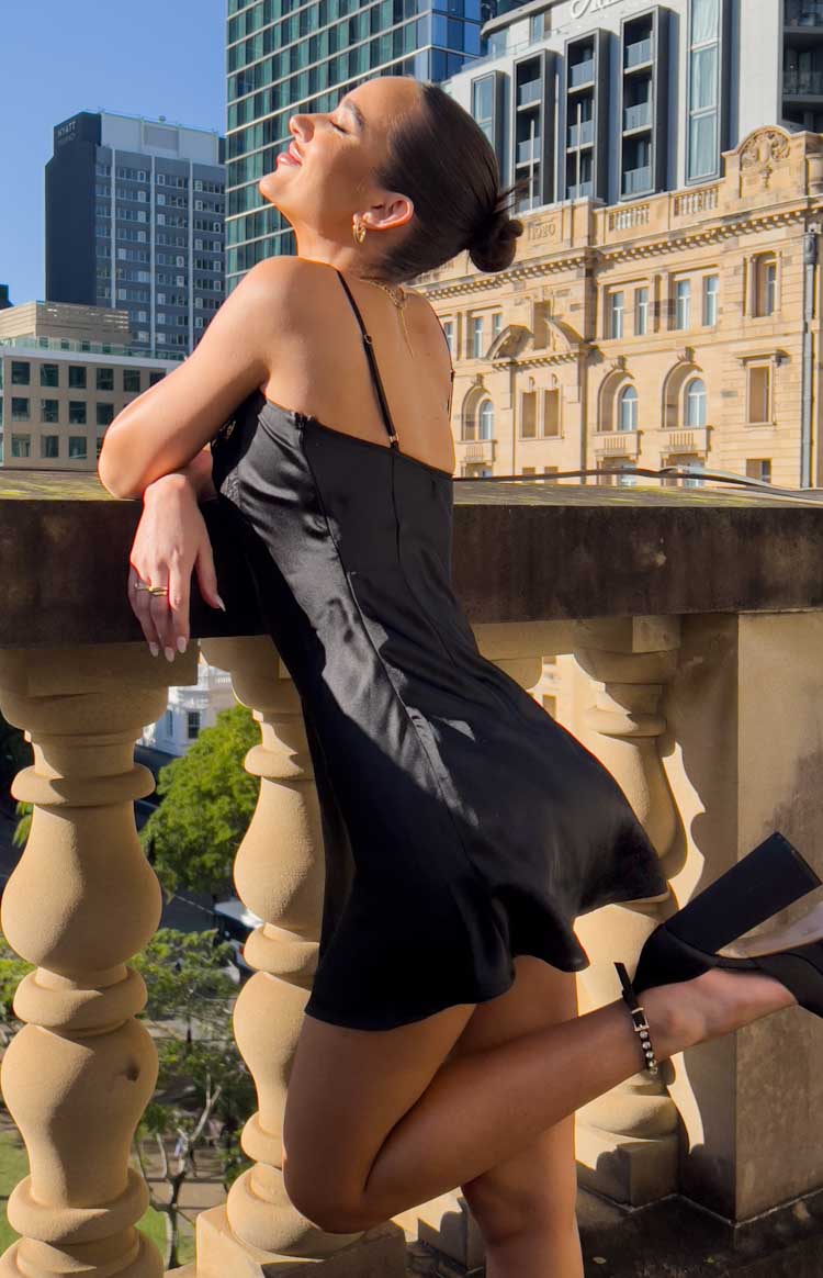 Kalyn Black Lace Detail Mini Dress