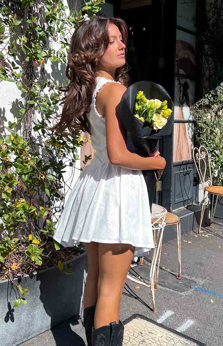 Posey White Frill Mini Dress