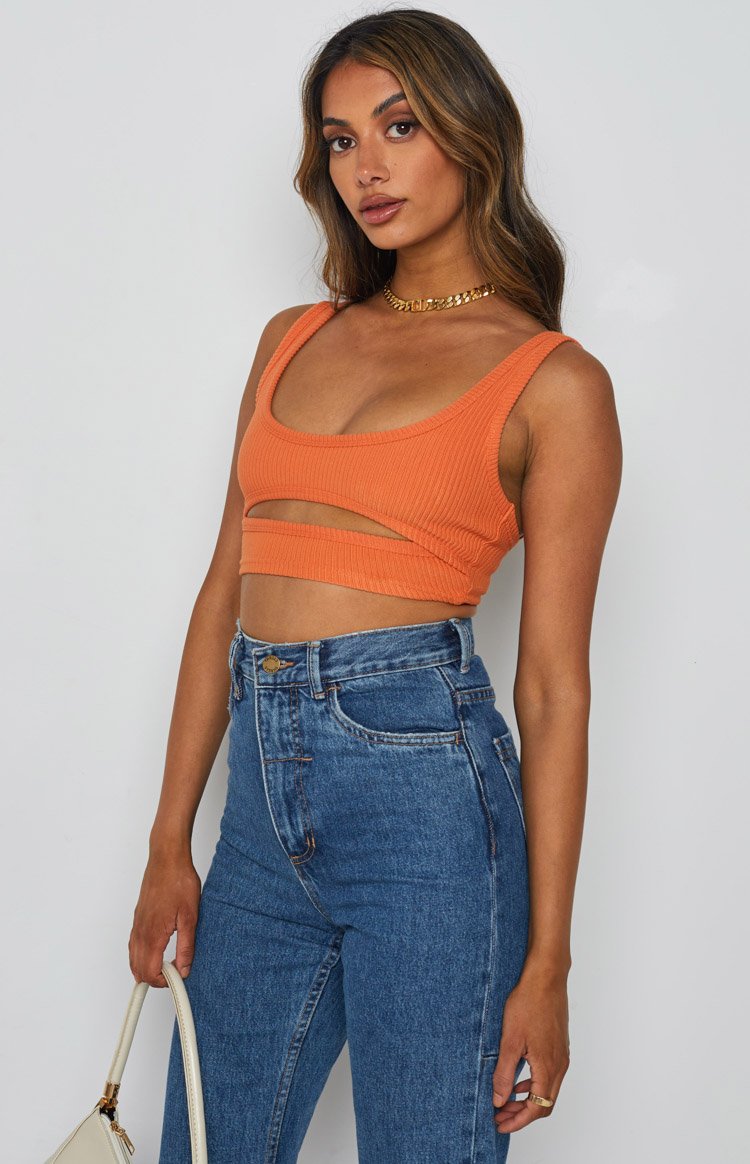 Trail Rib Crop Top Orange