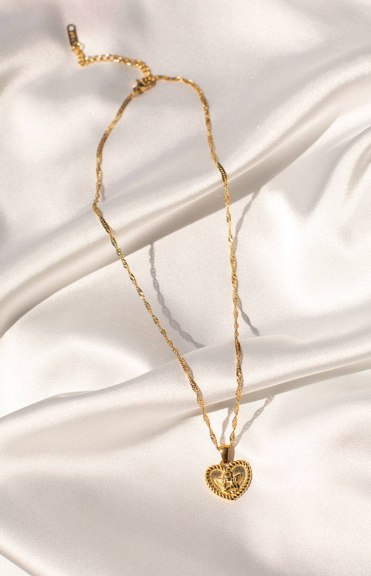 Angel Girl Gold Stainless Steel Necklace