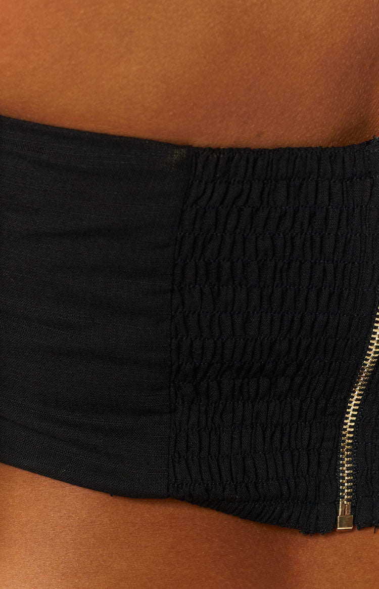 Sienna Black Linen Bandeau Top