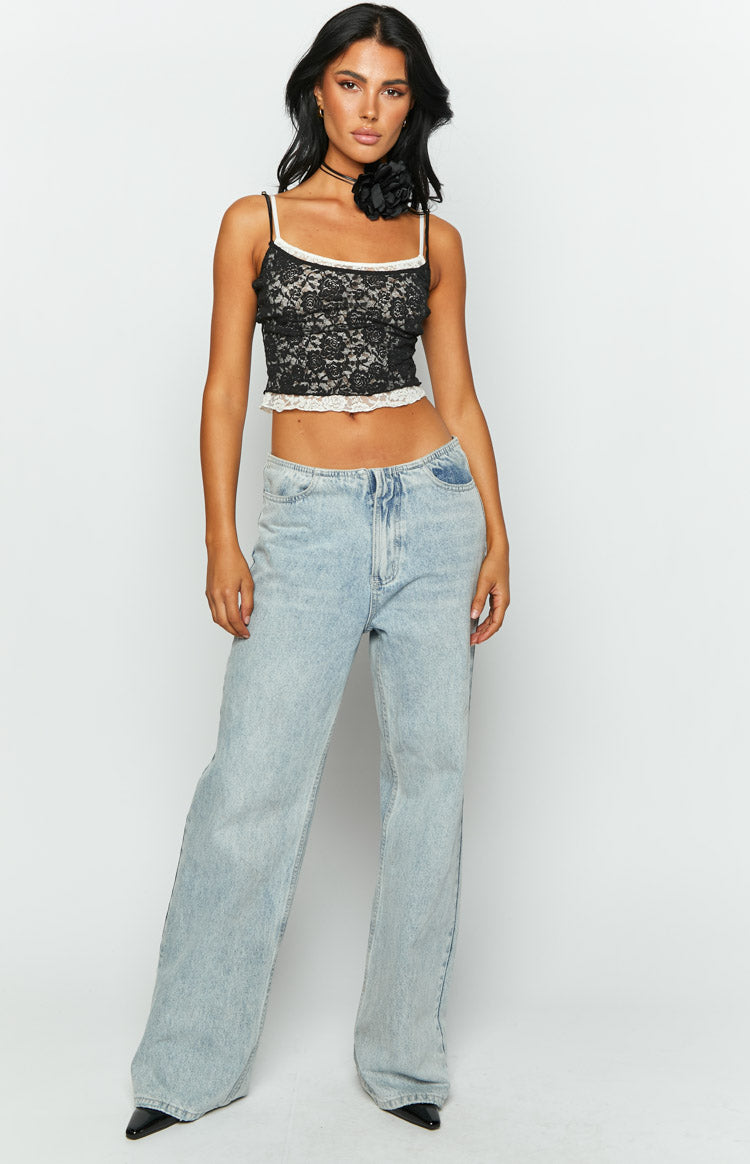 Willow Contrast Black Lace Tank Top