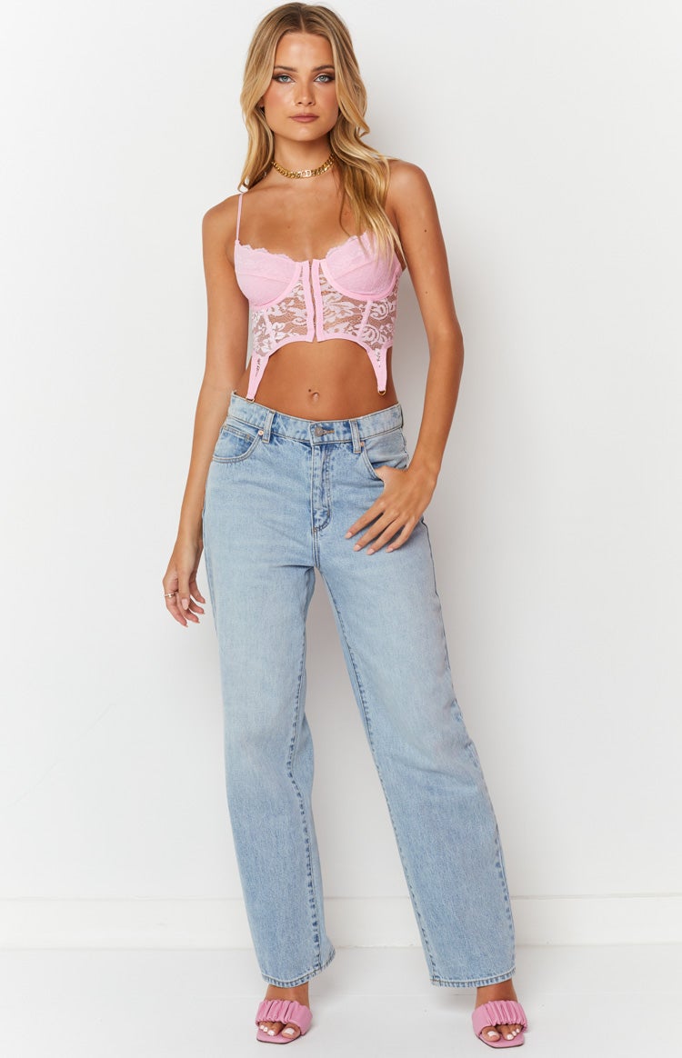 Beckster Pink Garter Corset Top