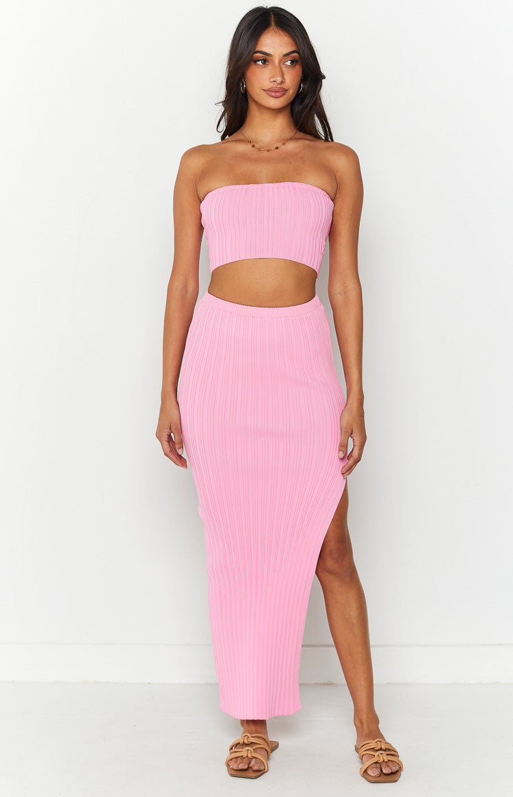 Summertime Pink Knit Maxi Skirt