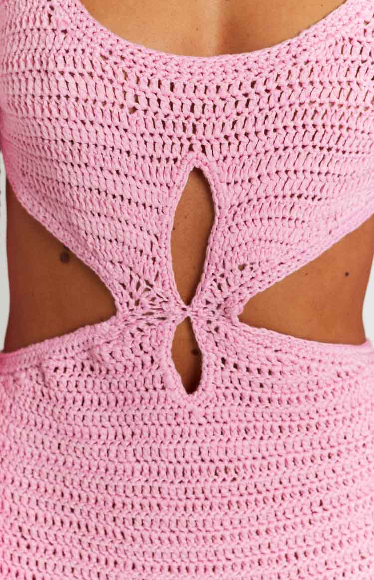 Astrid Pink Crochet Mini Dress