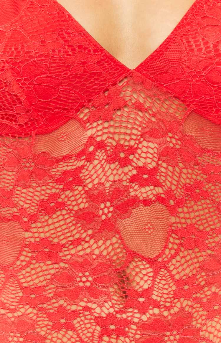 Bayli Red Lace Bodysuit