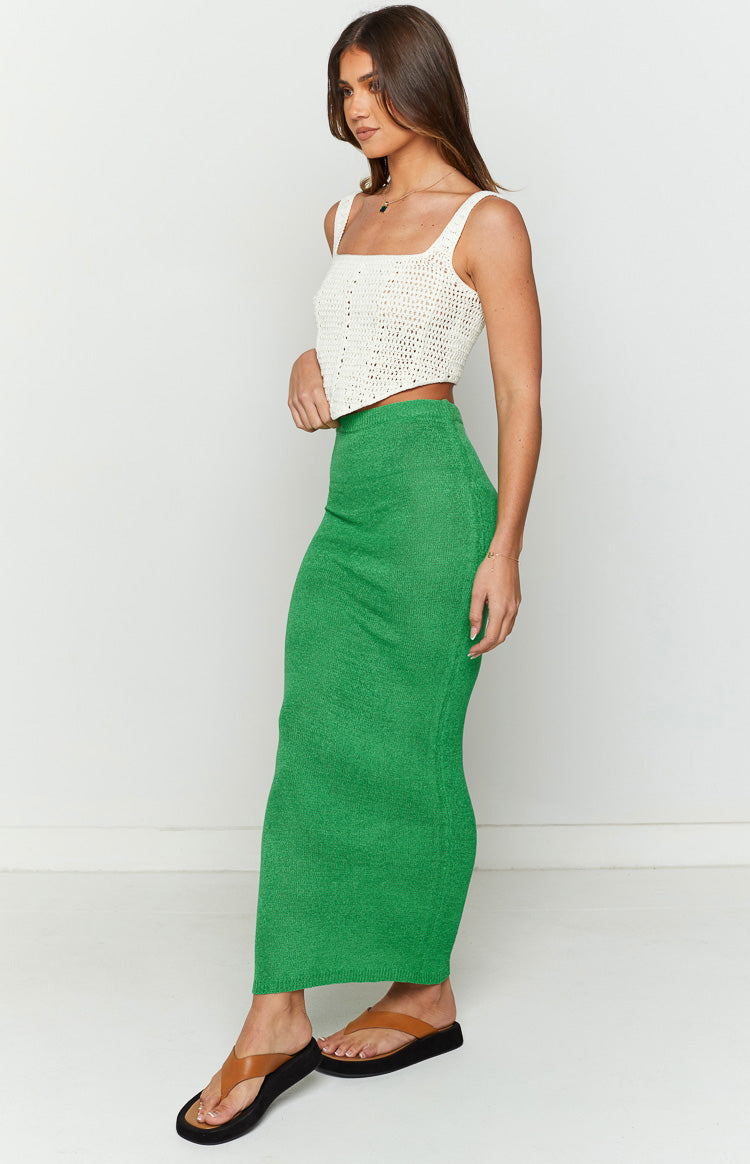 Kirsten Green Low Waist Knit Maxi Skirt