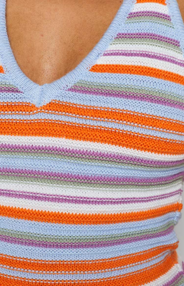 Clara Multi Stripe Halter Dress