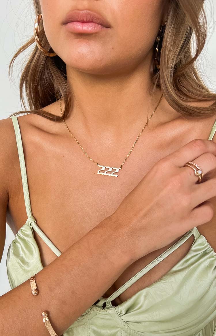222 Gold Angel Number Necklace