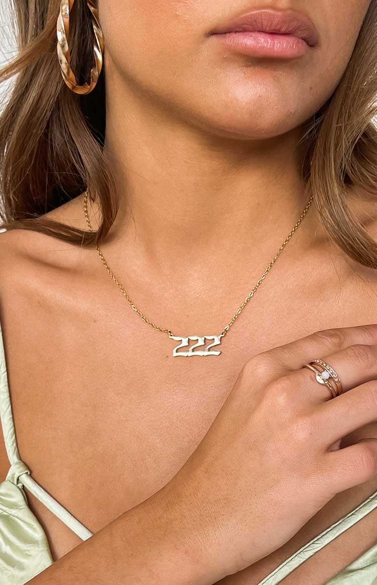 222 Gold Angel Number Necklace