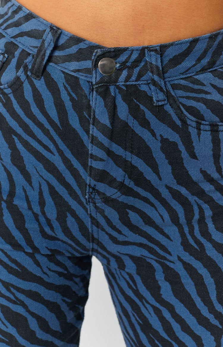 Jungle Swing Print Straight Leg Jeans Blue