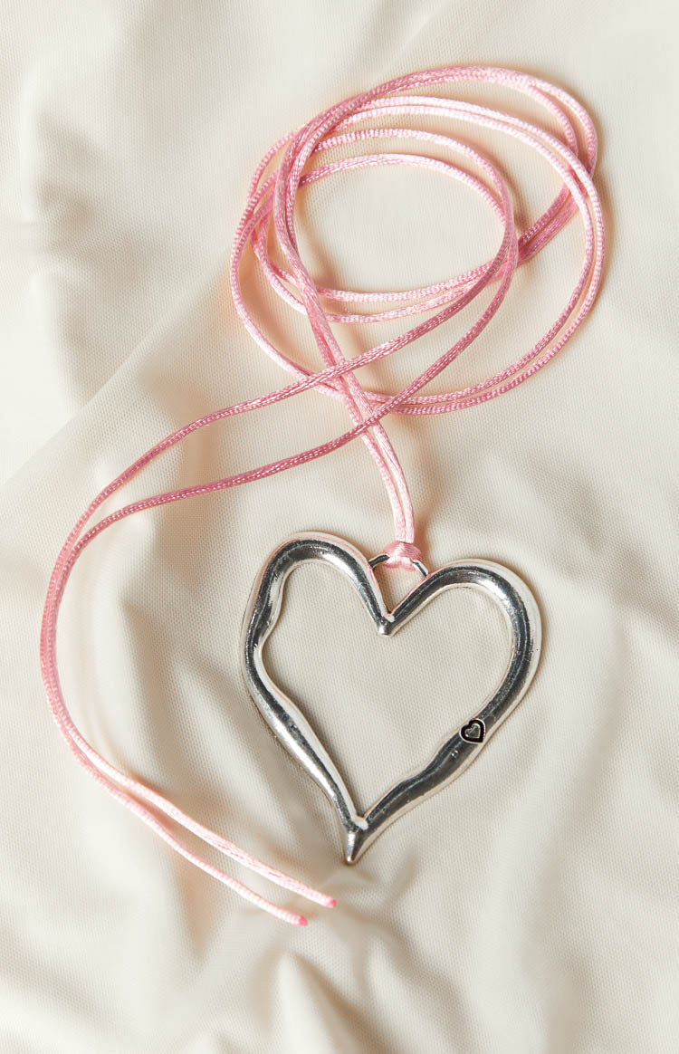 Jaylani Pink Silver Heart Pendant Necklace