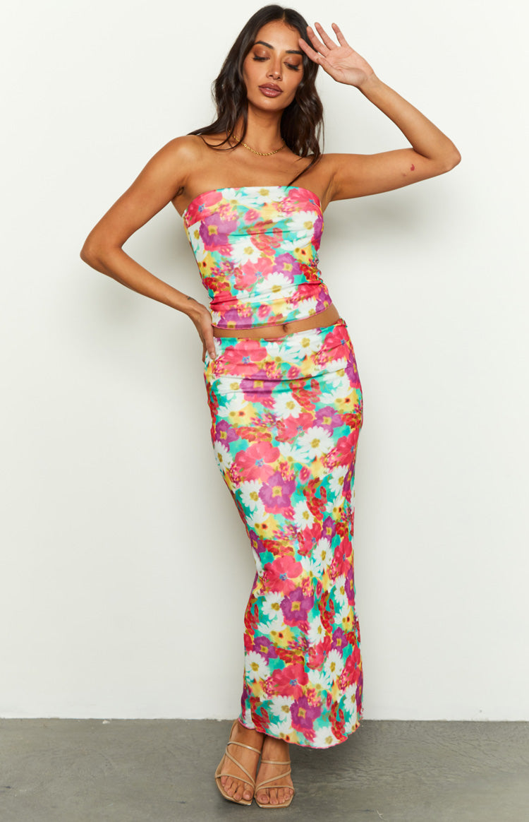 When In Rome Floral Print Tube Top