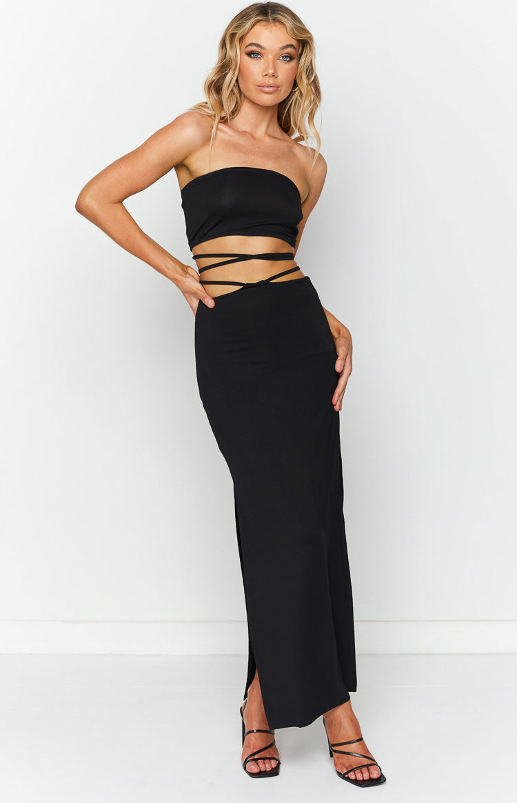 Delvie Black Maxi Skirt