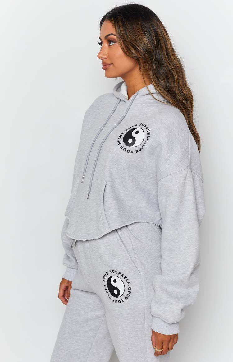 Yin Yang Hoodie Grey Marle