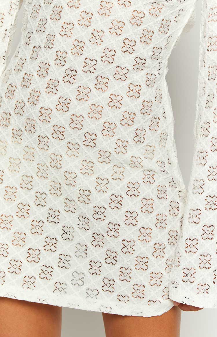 Izara White Long Sleeve Mini Dress