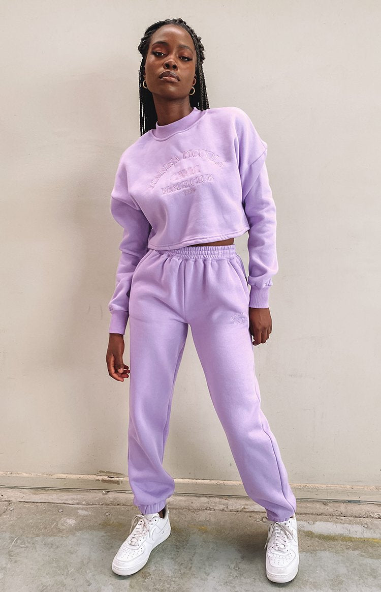 Capri Beach Cropped Crew Lilac