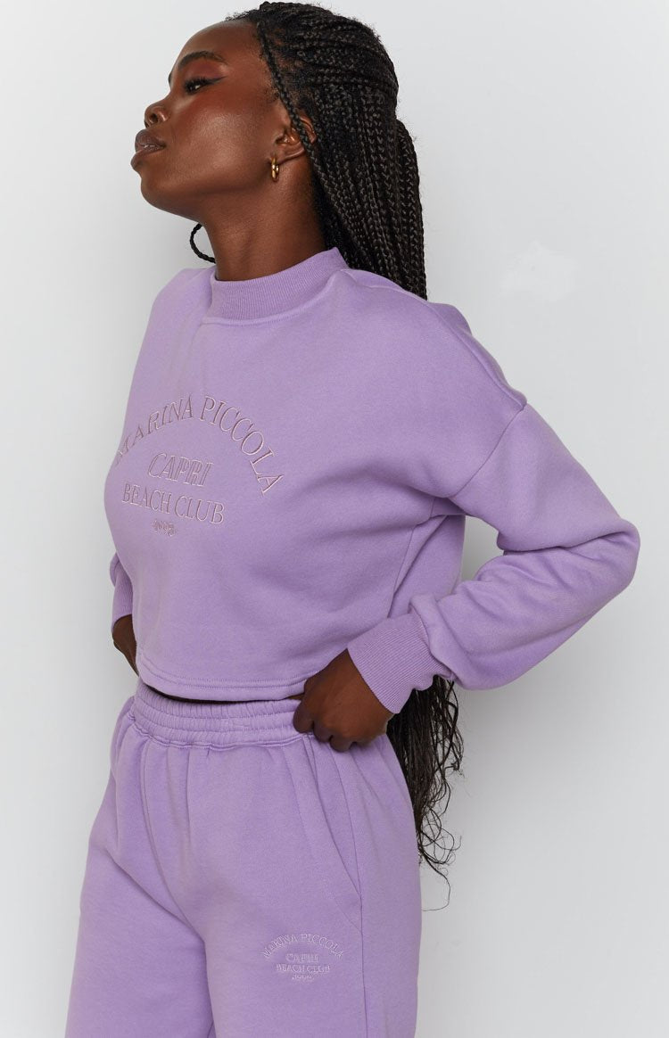 Capri Beach Cropped Crew Lilac
