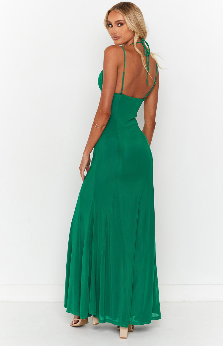 Allegra Green Mesh Formal Maxi Dress