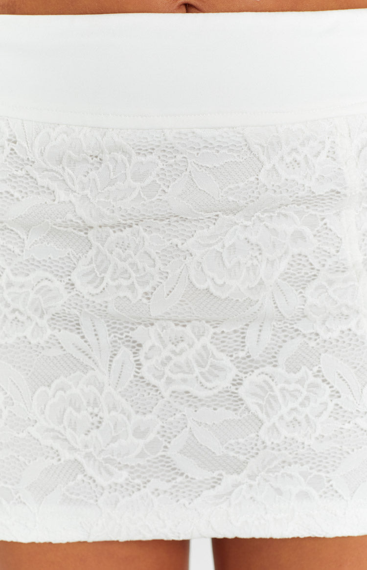 Greer White Lace Mini Skirt