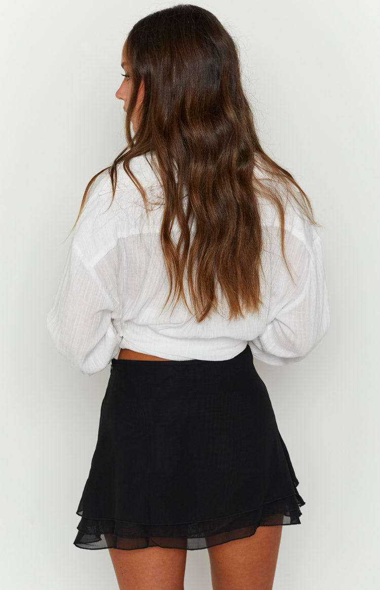Angelina Black Chiffon Mini Skirt