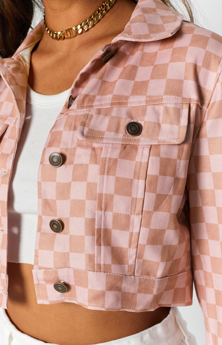 Alternator Check Cropped Jacket Pink