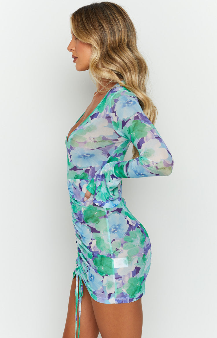 Scripture Green Print Mini Dress