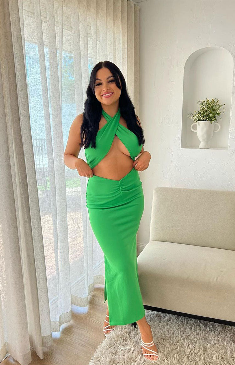 Sofia Halter Midi Dress Green