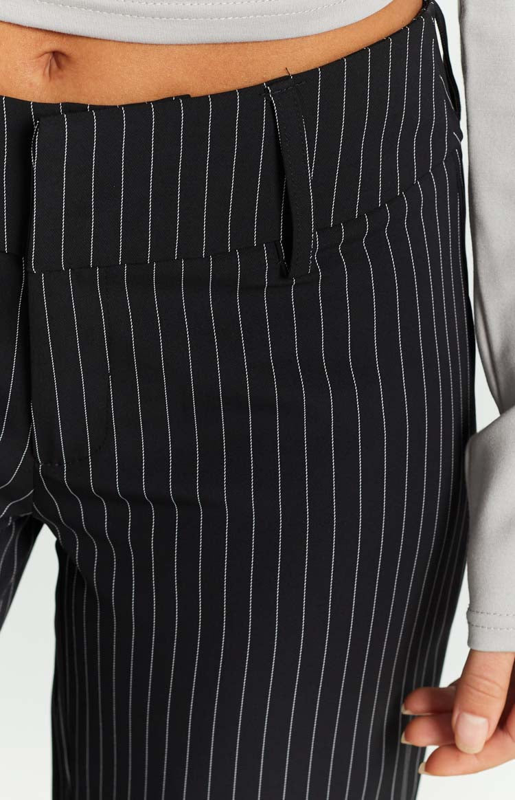 Maeve Black Pinstripe Pants