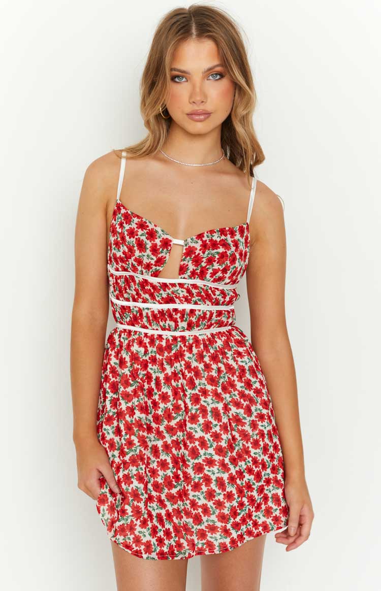 Kandi Red Floral Mini Dress