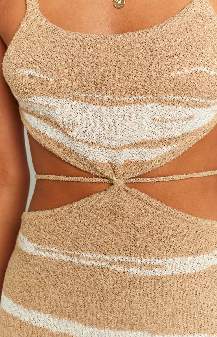 Chorma Brown Swirl Midi Dress