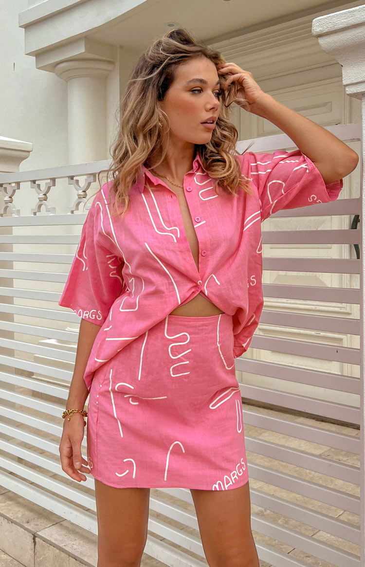 Most Girls Pink Graphic Print Mini Skirt