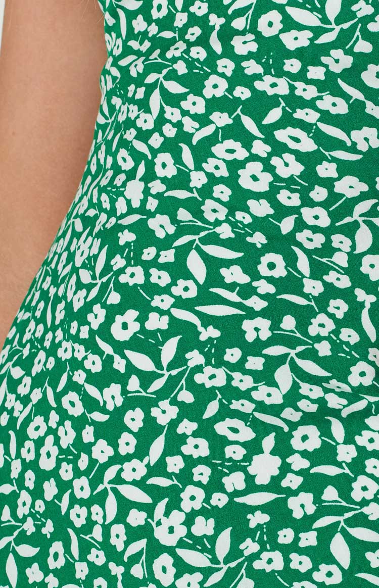Delphine Green Floral Midi Dress