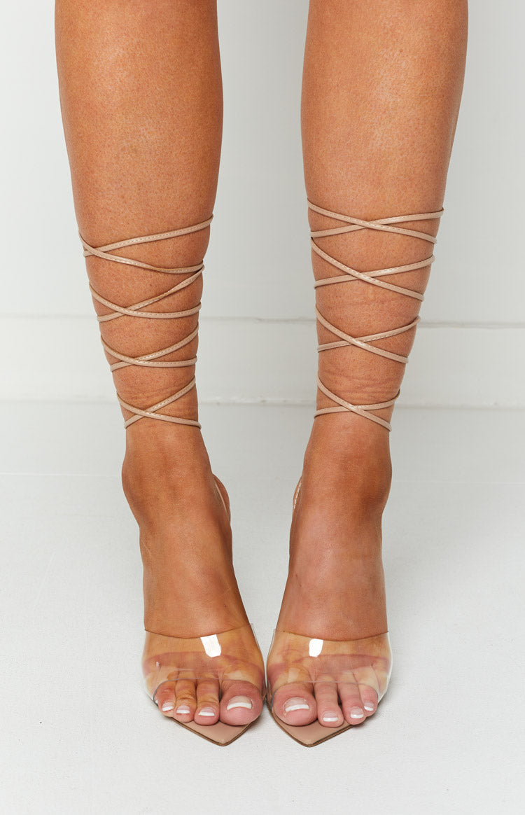 Tony Bianco Mistique Clear Vinylite/Skin Capretto Heel