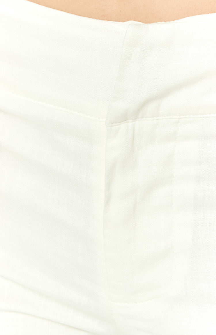 Delaney White Linen Blend Pants