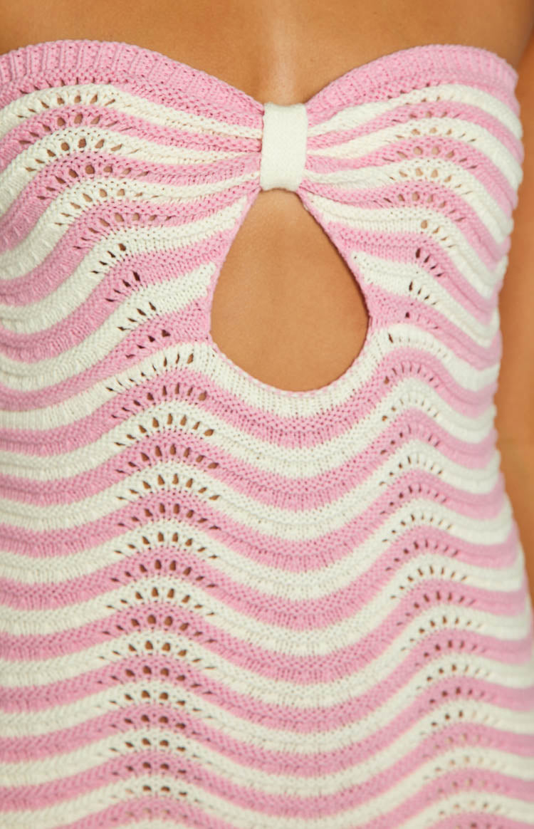 Klara Pink Striped Knit Mini Dress