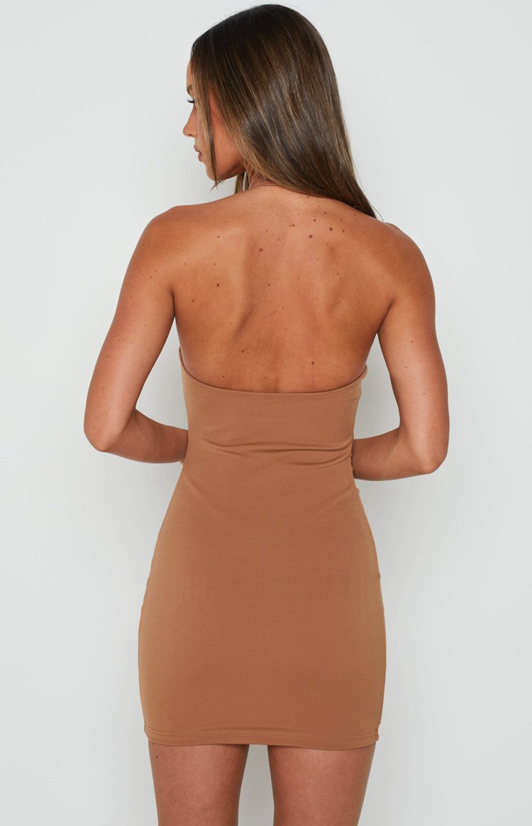 Finley Tan Halter Mini Dress