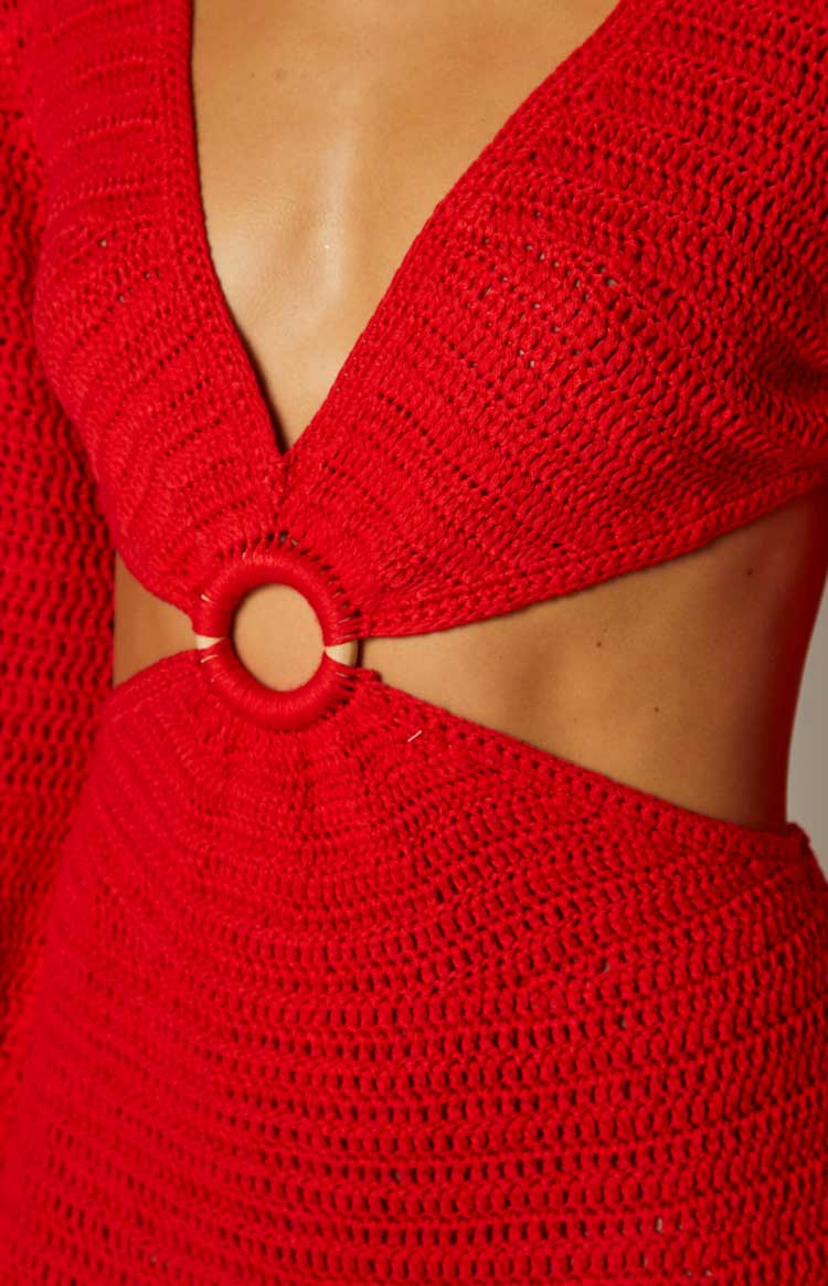 Cleo Red Crochet Mini Dress