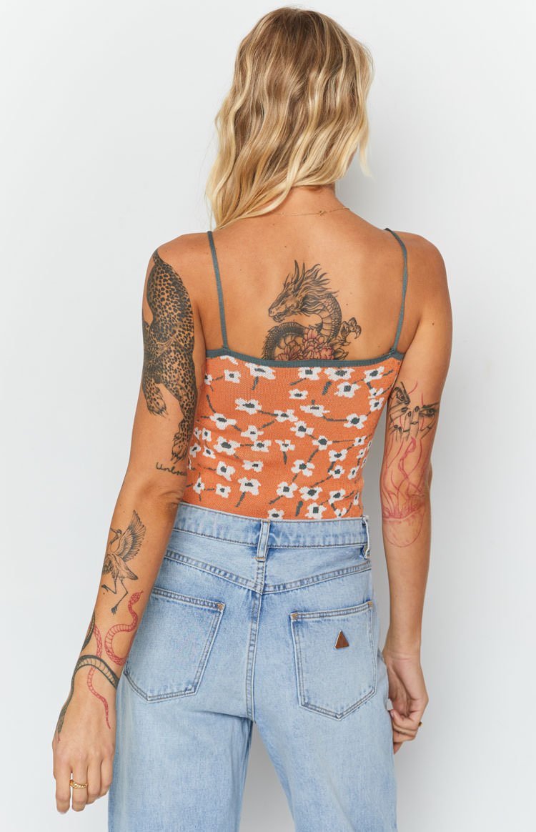 White Blossom Crop Top Orange