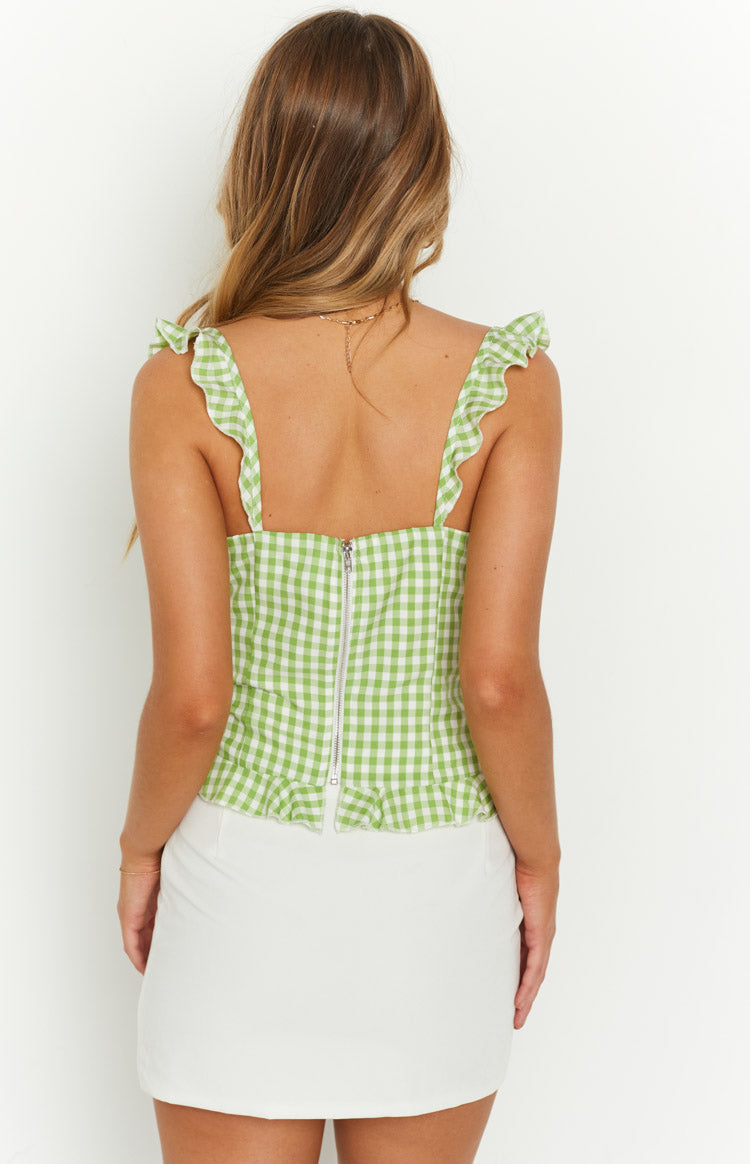 Wildest Dreams Green Gingham Corset Top