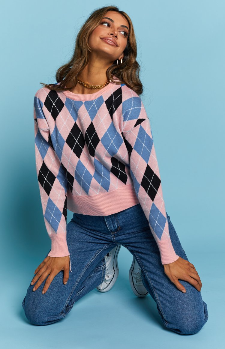 Raelyn Check Jumper Pink