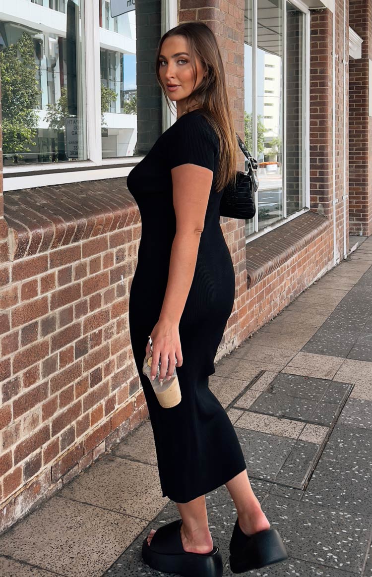 Knox Black Knit Midi Dress
