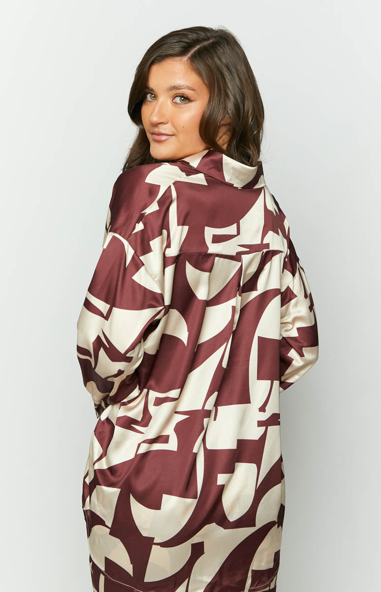 Journee Brown Print Shirt