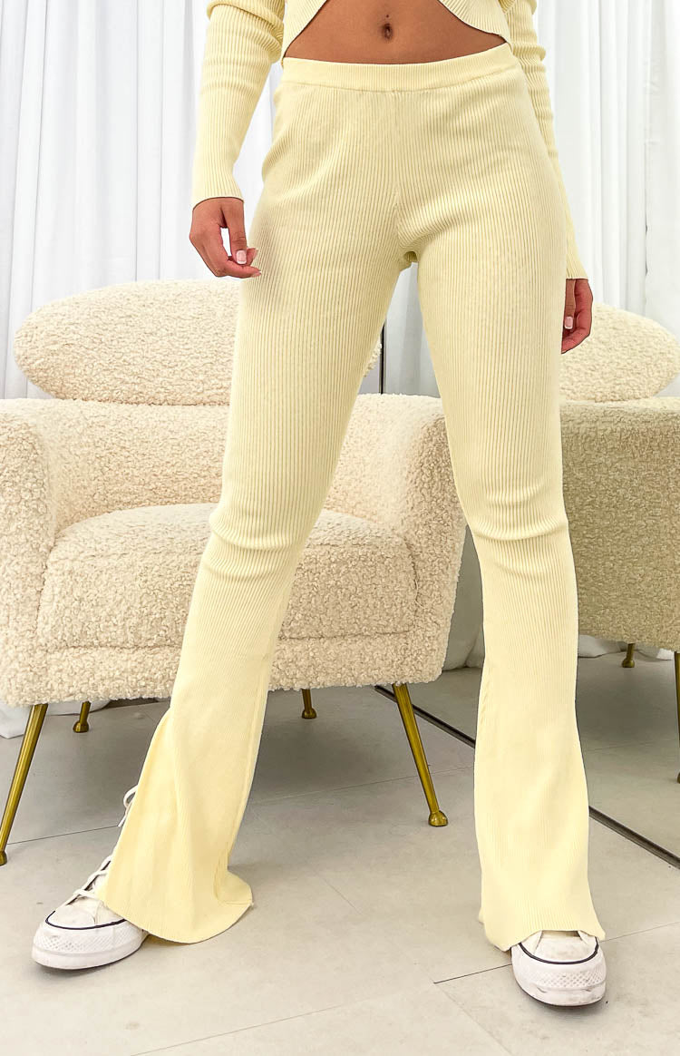 Winter Yellow Knit Pants