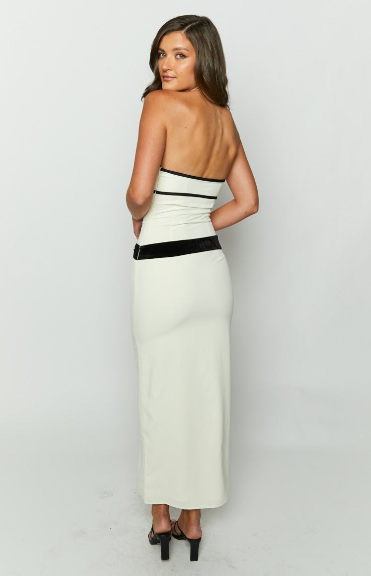 Perilla Cream Strapless Maxi Dress